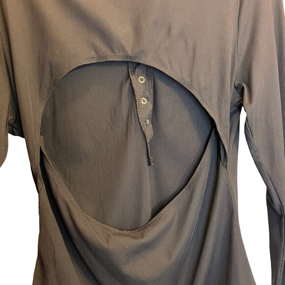 Body One Piece Body Suit Black Open Back Snap Button Large - Picture 7 of 8